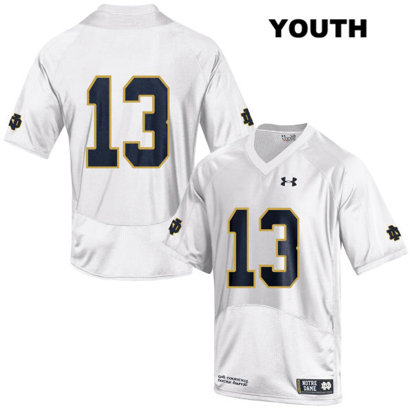 Youth NCAA Notre Dame Fighting Irish #13 Lawrence Keys III Stitched College Under Armour Authentic White No Name Football Jersey WX10B38YU